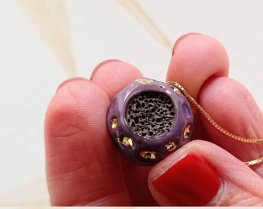 Moon phase necklace, violet gold boho necklace