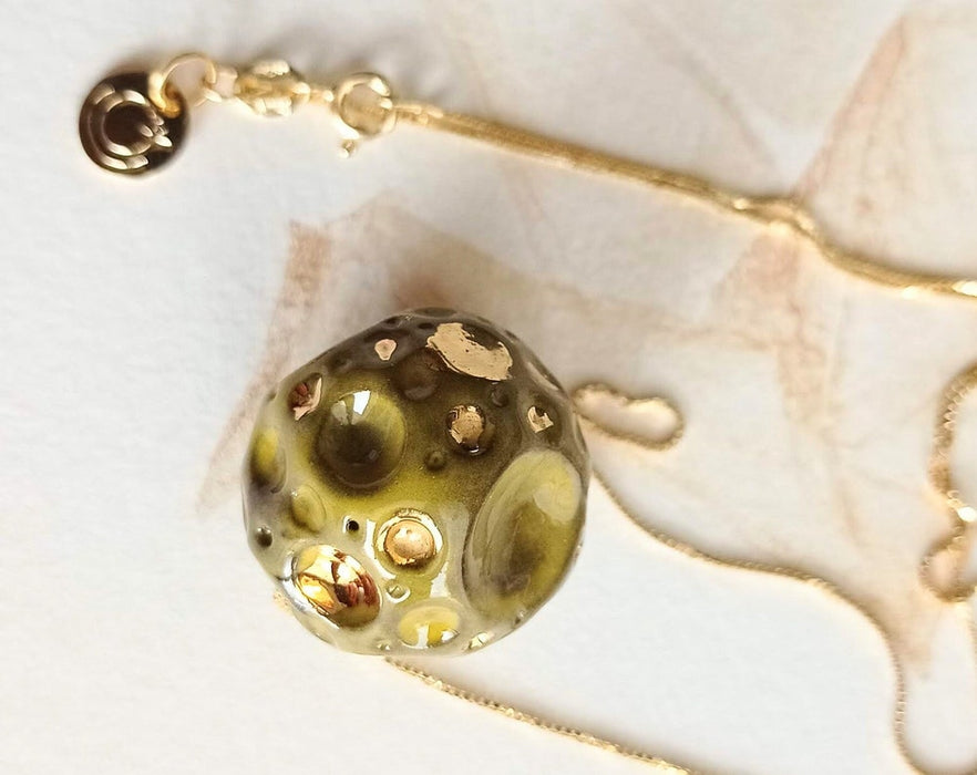 Green and Gold Meteorite Necklace